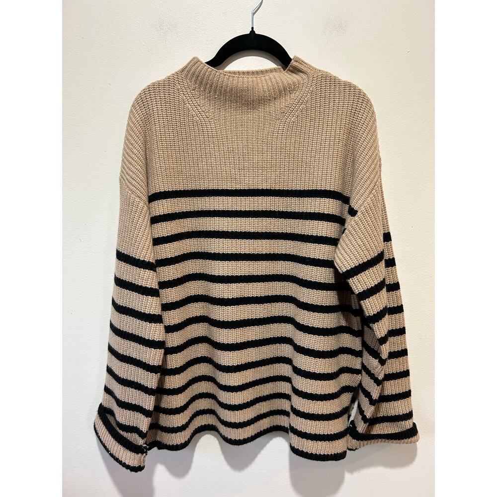 Rails Claudia sweater camel ebony size M mock neck knit cashmere wool blend